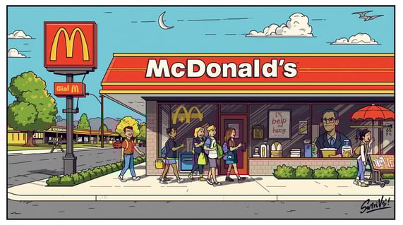 「マックに行こうぜ」シリーズでは、学校帰りに立ち寄るワンシーン