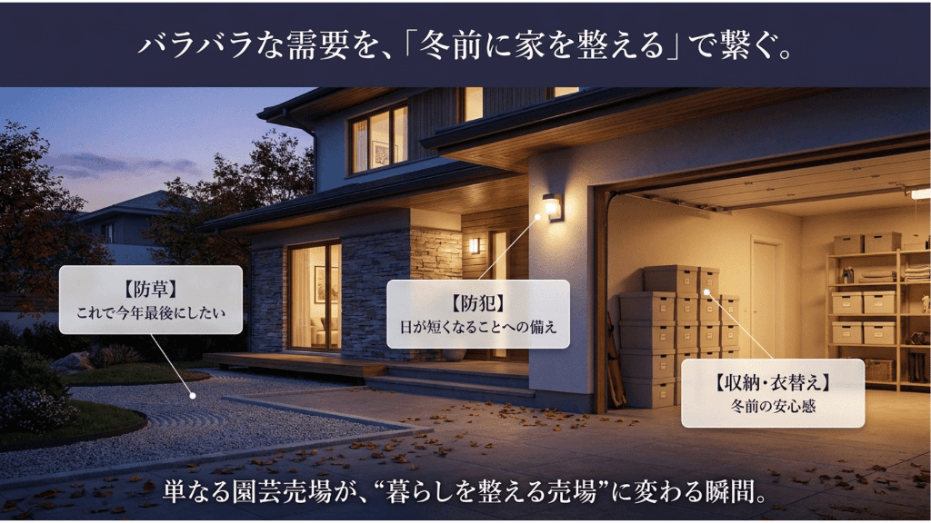 バラバラな需要を冬前に家を整えるでつなぐ