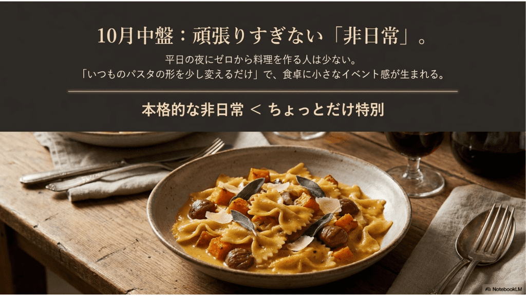 10月中盤、頑張りすぎない非日常